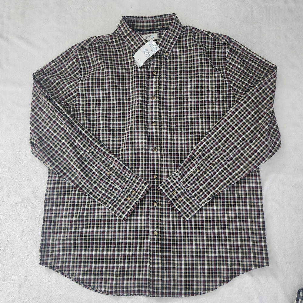 CROFT & BARROW Men's‎ Plaid Check Twill Dress Shirt XL NEW Cotton Multicolor